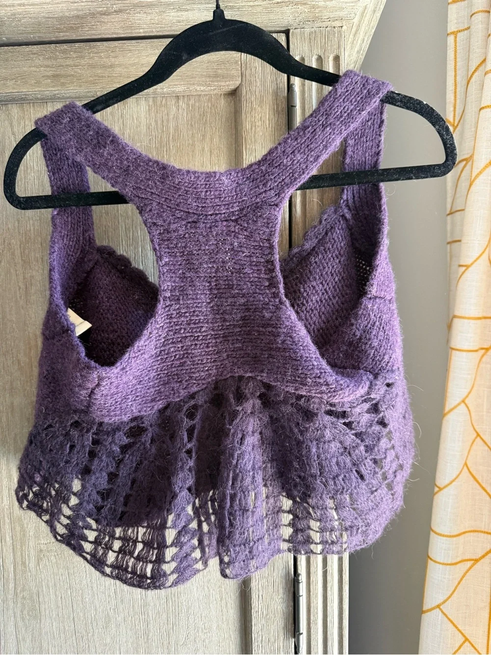 Free People Plum Purple Knit Button-Front Cropped Tank